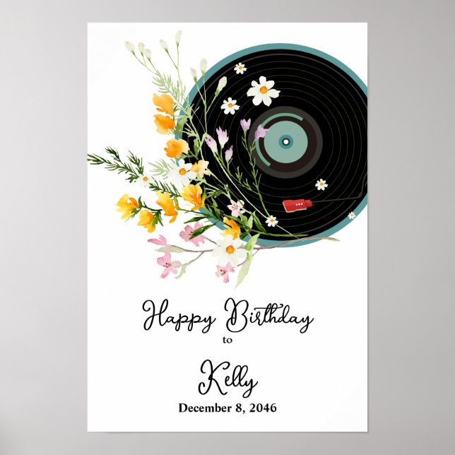 Poster Vinyl Record, Oldies Rustic Music, flores, adulto (Frente)
