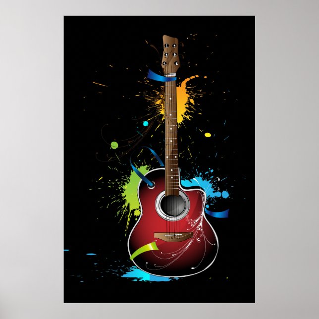 Poster Violão acústico com decapantes de tinta (Frente)