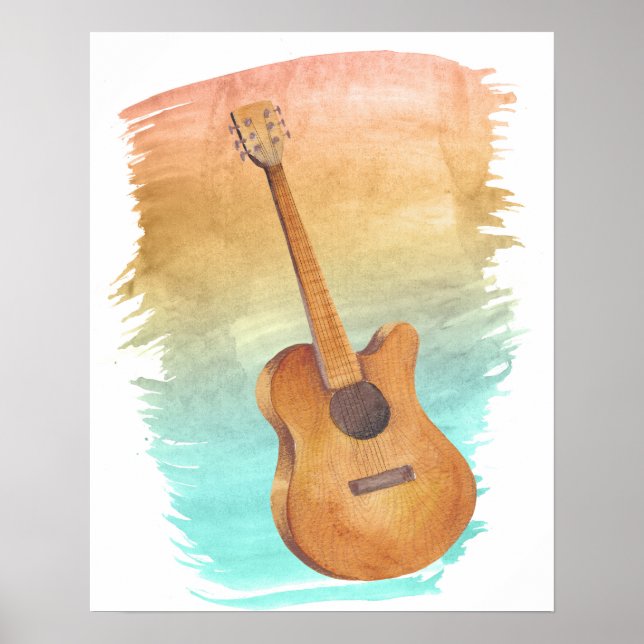 Poster Violão Acústico de Aquarela (Frente)
