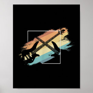 Poster Violão Acústico Retro Musical Player Bass