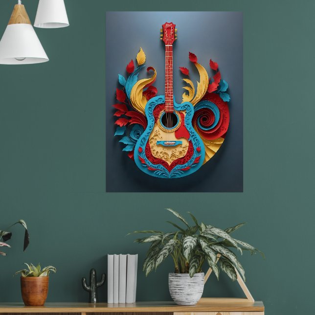 Poster Violão de fantasia colorida (Sala de Estar 1)