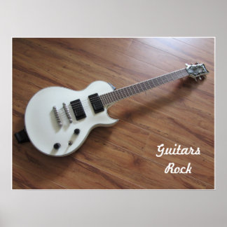 Poster Violão Elétrico Branco