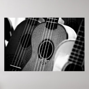 Poster Violão Espanhol Clássico Acústico Branco Negro
