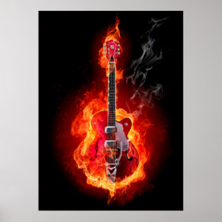 Poster Violão Nas Chamas