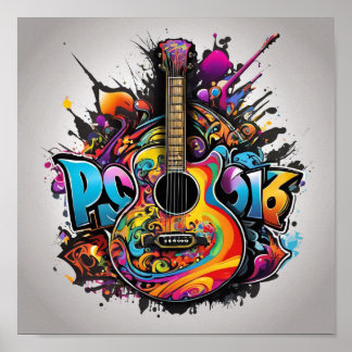 Poster Violão Psicodélico