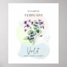 Poster Violet Birth Flower para fevereiro