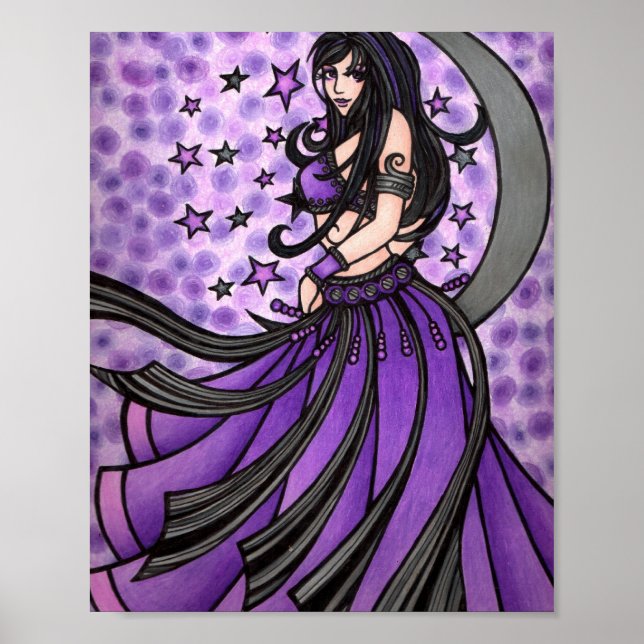 Póster Violet Moon Goddese Belly Dancer Art (Frente)