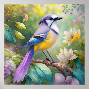 Poster Violet Tufted Jay Fantasy Bird