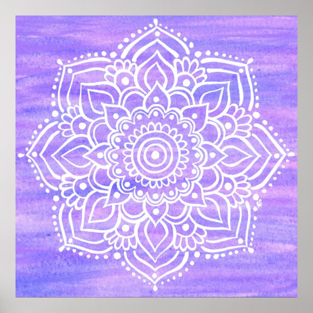 Poster Violet White Mandala Watercolor (Frente)