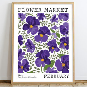 Poster Violeta Floral Roxa Fevereiro Mercado da Flor de N