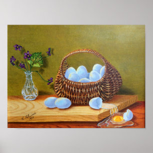 Poster Violetas e cesto de ovos