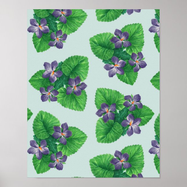 Poster Violetas em azul-de-vidro marinho (Frente)