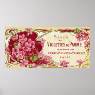 Póster Violettes De Parme Perfume LabelParis, France