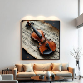 Poster Violin and Sheet Music