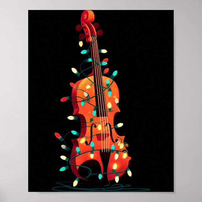 Poster Violin Christmas Graphics Lights Lover Player Viol (Frente)