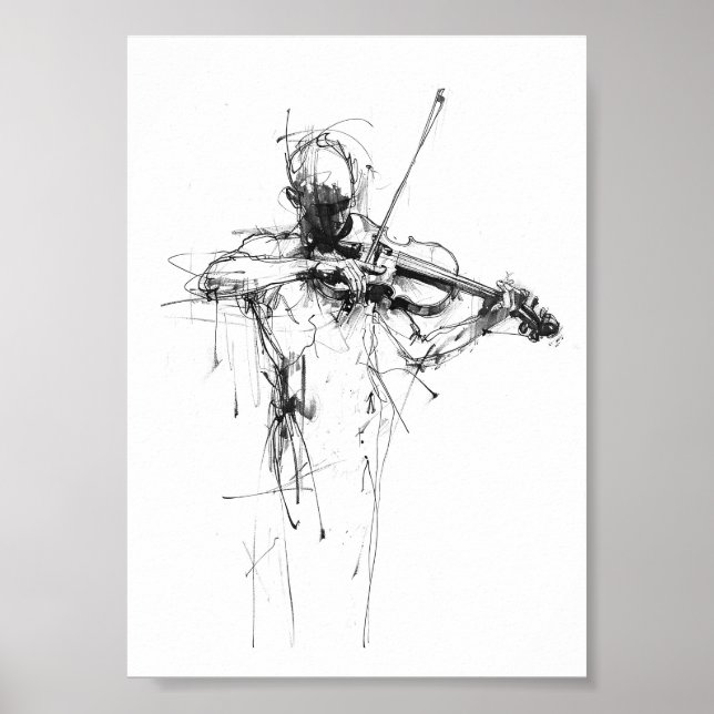 Poster Violinista abstrato Elegante (Frente)