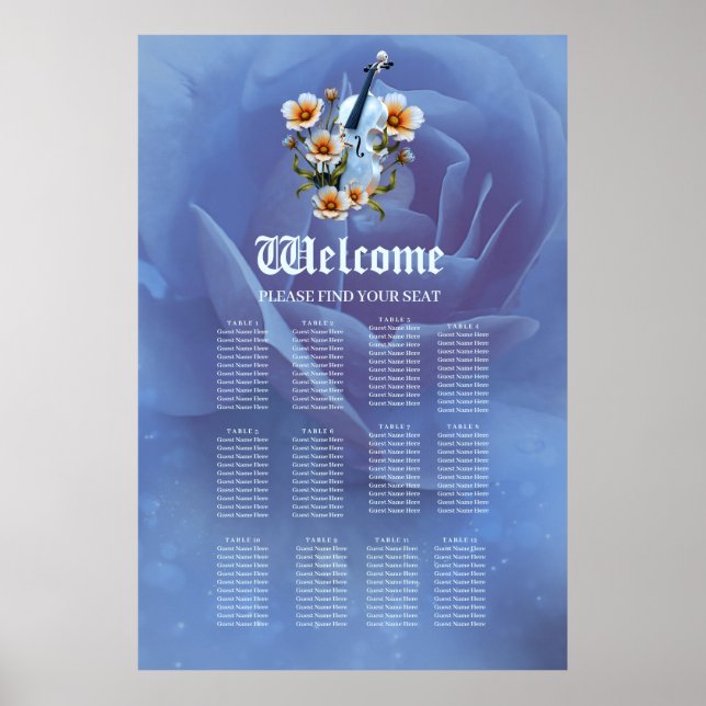 Poster Violino Branco com Flores - Música e Natureza Eleg (Frente)