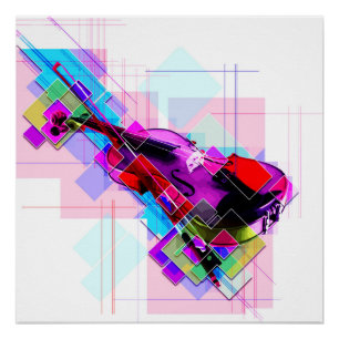 Póster Violino colorido
