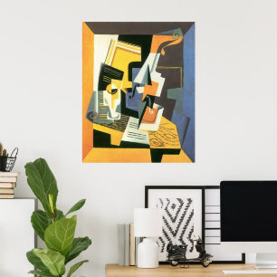 Póster Violino e vidro por Juan Gris, Cubism do vintage