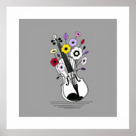 Poster Violino Florido – Música Floral Minimalista