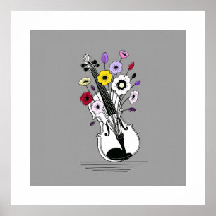 Poster Violino Florido – Música Floral Minimalista