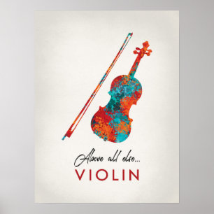 Poster Violino - Música Colorida Brilhante