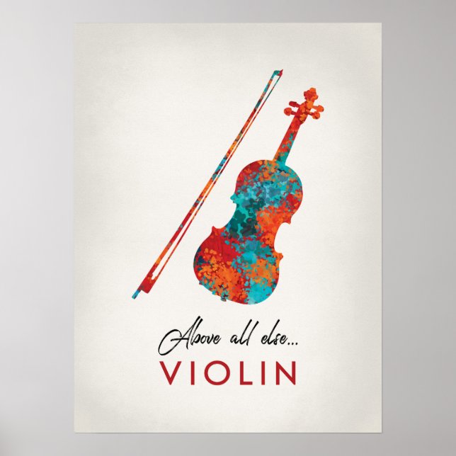 Poster Violino - Música Colorida Brilhante (Frente)