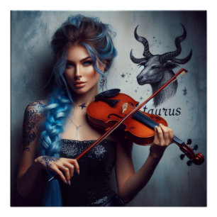 Póster Violino Musical Taurus Zodiac