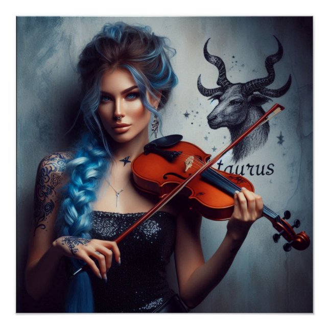 Póster Violino Musical Taurus Zodiac (Frente)