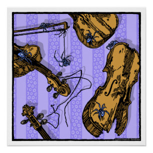 Póster Violinos e aranhas - Surreal Pop Gótico