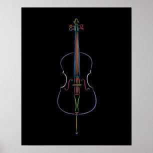 Póster Violoncelo colorido