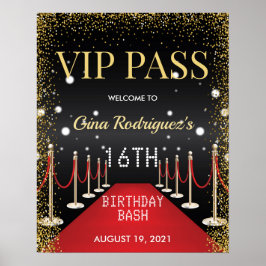 Poster VIP Pass Hollywood Red Carpet Sinal de Festa de an