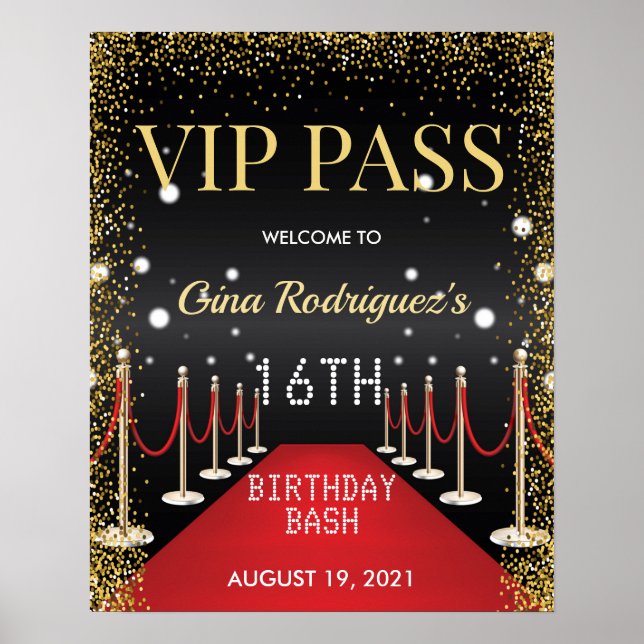 Poster VIP Pass Hollywood Red Carpet Sinal de Festa de an (Frente)