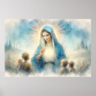 Poster Virgem Abençoada Maria com Crianças