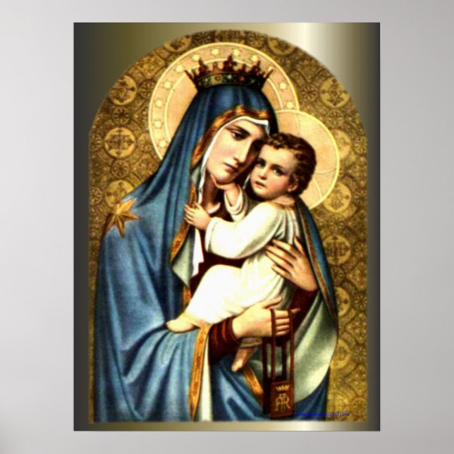 Poster Virgem Abençoada Maria e Criança Criança Jesus (Frente)