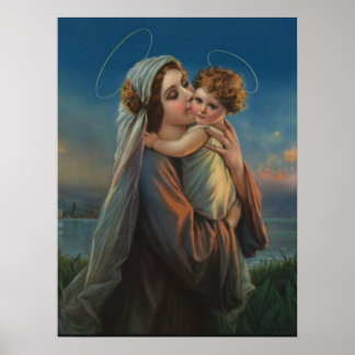 Poster Virgem Abençoada Mary Madonna com Criança Jesus