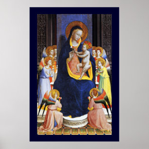 PÓSTER VIRGEM COM CRIANÇAS, ÂNGULOS E SANTOS