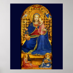 Poster VIRGEM COM CRIANÇAS E ANJOS por FRA ANGELICO Blue