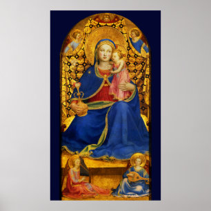 Poster VIRGEM COM CRIANÇAS E ANJOS por FRA ANGELICO Blue