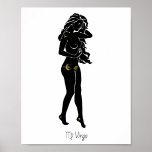 Poster Virgem Deusa Zodíaco Celestial Arte da Lua Donzela