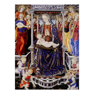 Póster Virgem e Criança com Anjo Fazer de Música