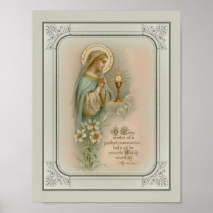 Póster Virgem Maria abençoada vintage adorador o