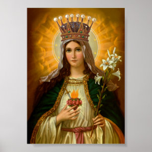 Poster Virgem Maria Coração Imaculado Rainha do Céu