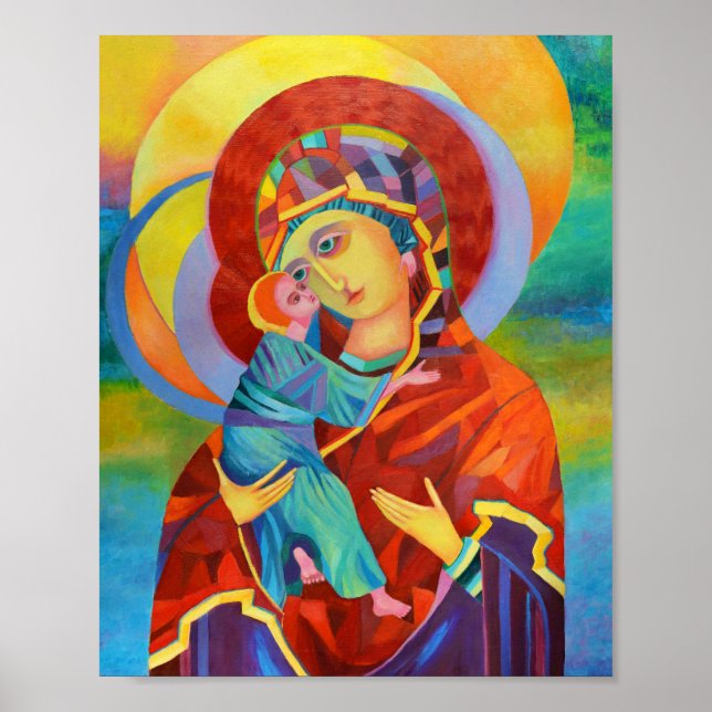 Poster Virgem Maria e Criança Nossa Senhora (Frente)