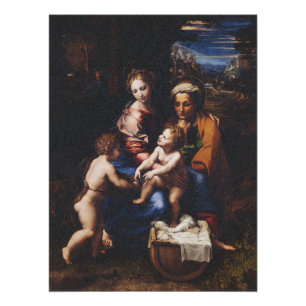 Póster Virgem Maria e Menino com João Batista