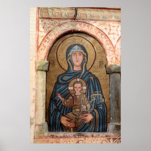 Poster Virgem Maria e Mosaico de Jesus