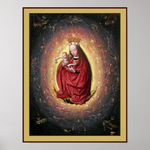 Póster Virgem Maria & Jesus com os anjos que jogam a