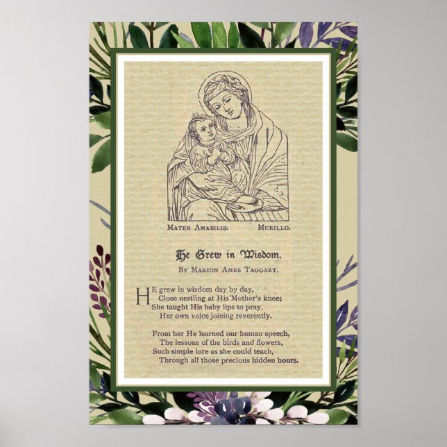 Poster Virgem Maria Jesus Poem Vintage Religiosa (Frente)