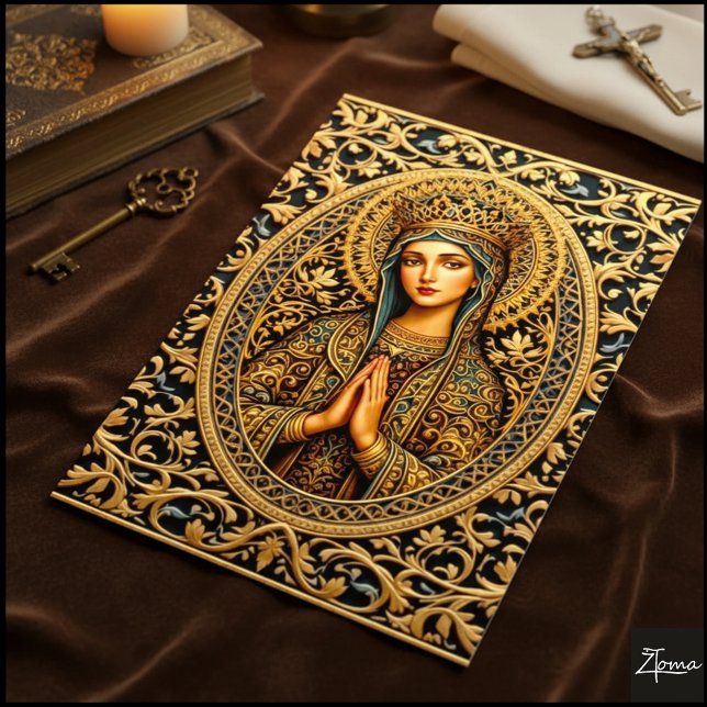 Poster Virgem Maria Reverência Dourada (Criador carregado)