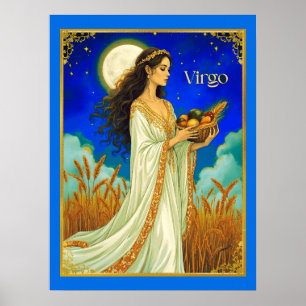 Poster Virgem Zodíaco Beleza Sob um Céu Noturno